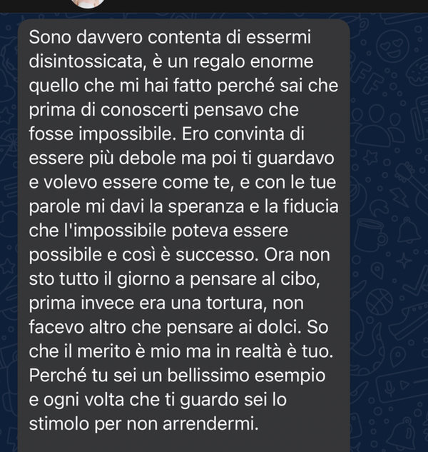 Messaggio: prima pensavo fosse impossibile, ora non penso più tutto il giorno al cibo