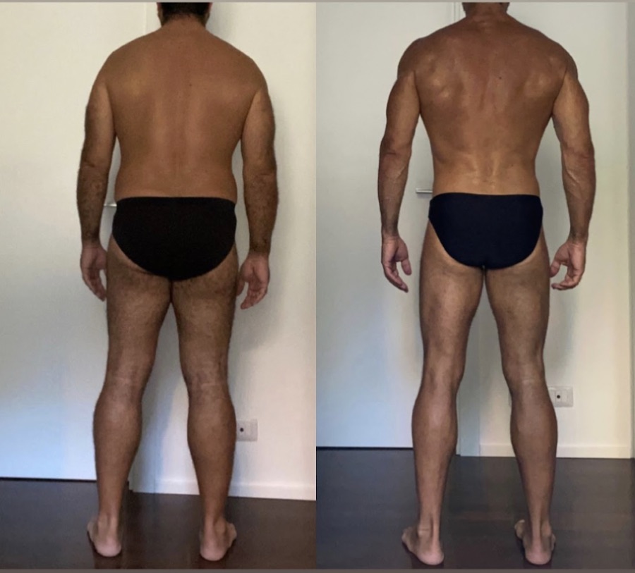 Prima e dopo di un uomo di 48 anni